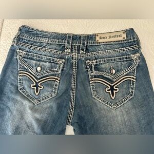 Rock Revival Elaina Easy Boot Embroidered Flap Pocket Bootcut Jeans, Women’s 30